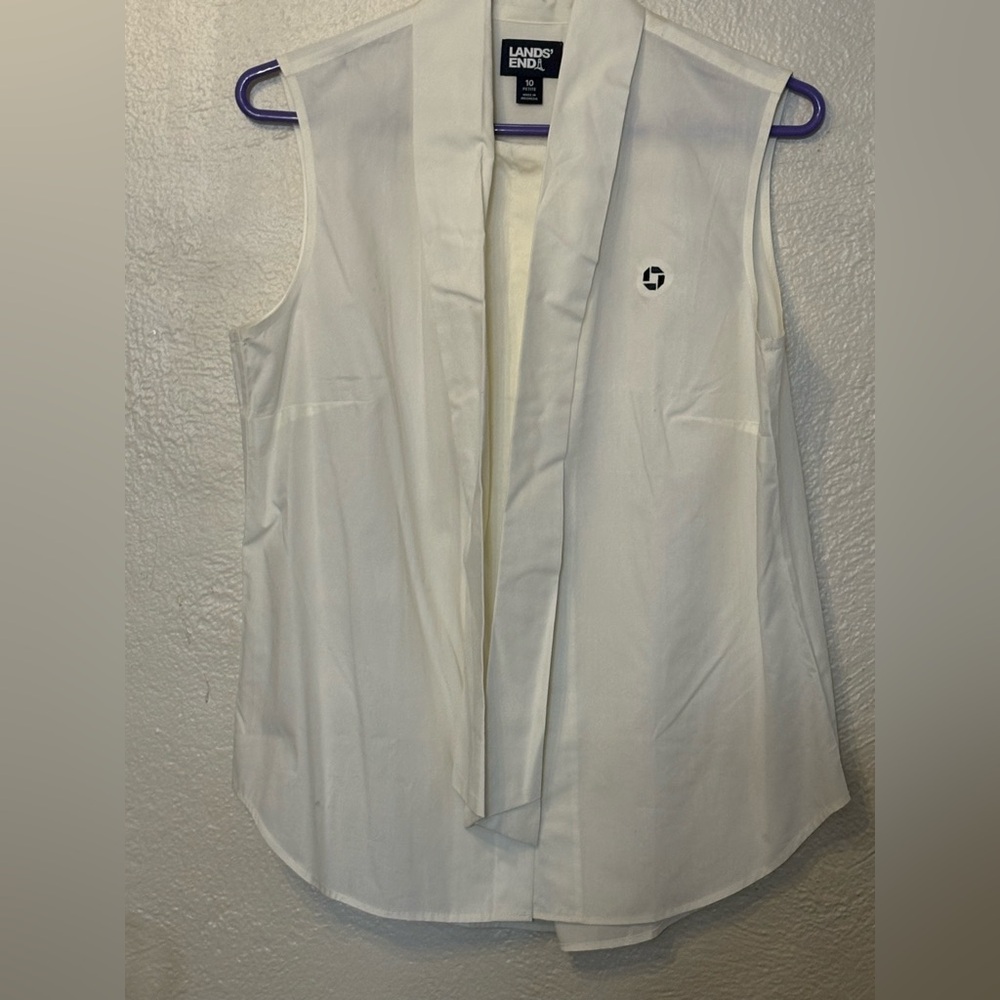 Chase Bank Lands' End Cream Sleeveless Blouse- Never worn